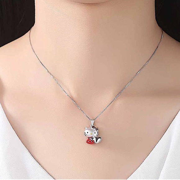 Hello Kitty Sterling Silver Charm Pendant Necklace - Picture 4 of 4